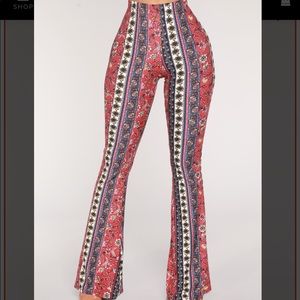 Windsor Boho Floral Stripe Flare Pants